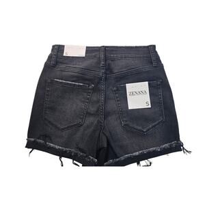 NWT Zenana sz S black grunge stretch pull on shorts raw hem comfort casual NEW